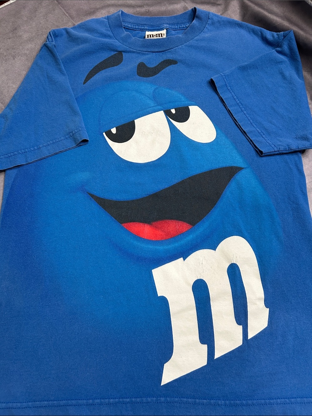 Vintage M&M'S Blue Graphic Short-Sleeve Kids Tee - Large